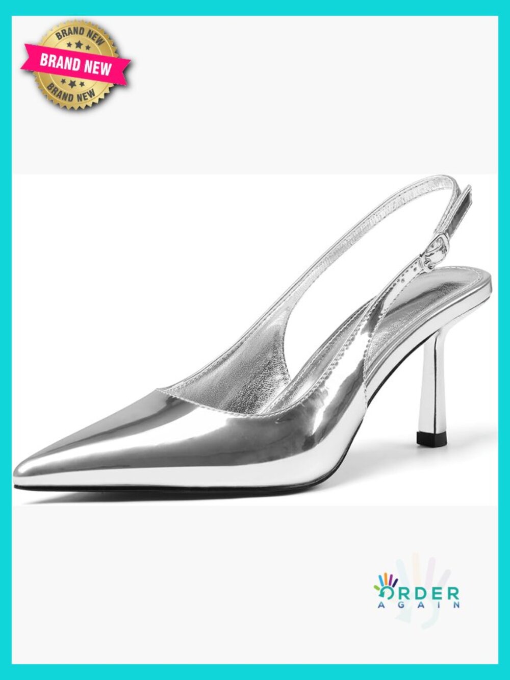 Slingback Heels Closed Pointed Toe Kitten Stiletto Heels with Buckle